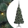 vidaXL Kunstmatige Vorstverlichte Kerstboom met Bal Set Groen 120 cm