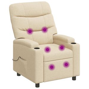 vidaXL Massage-relaxstoel Cr&egrave;mekleurig 75 x 93 x 102 cm Stof