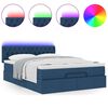 vidaXL Bed poef met matras en LED's stof 140x190 cm blauw