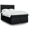vidaXL Boxspring met matras stof zwart 140x200 cm
