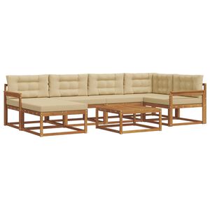 vidaXL Buiten bankenset met kussen 7 pcs Natuurlijk en Beige