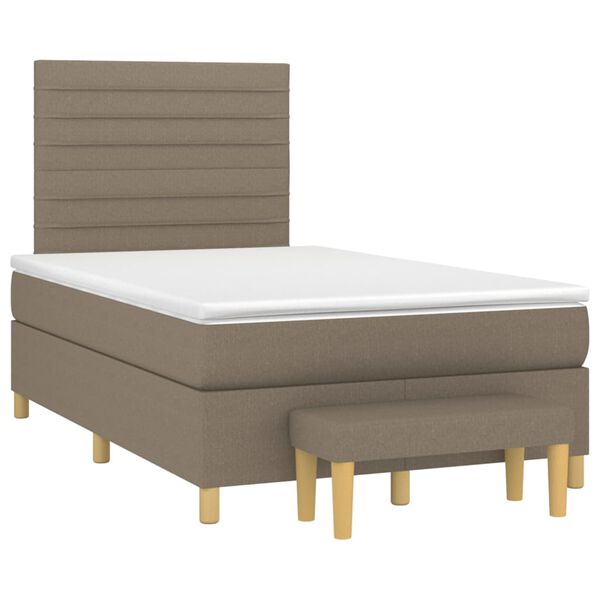 vidaXL Boxspring met matras stof taupe 120x200 cm