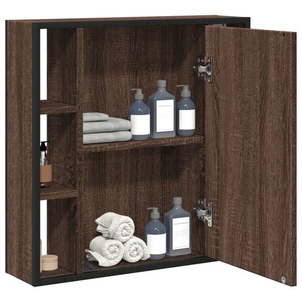 vidaXL Badkamerspiegelkast 60x16x60 cm bewerkt hout bruin eikenkleurig