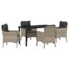 vidaXL Tuin eettafelset 5 st Lichtgrijs poly rattan