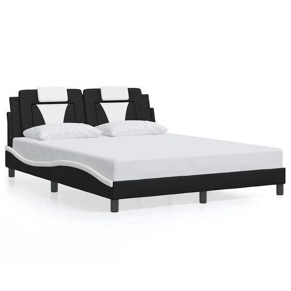 vidaXL Bedframe "Viana" zonder matras kunstleer zwart en wit 160x200 cm