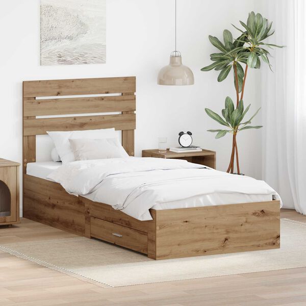 vidaXL Bedframe met lade met hoofdeinde met opslag Bewerkt hout