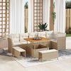 vidaXL Tuin Sofa Set met kussen met opslag 9 pcs beige en cr&egrave;mekleurig