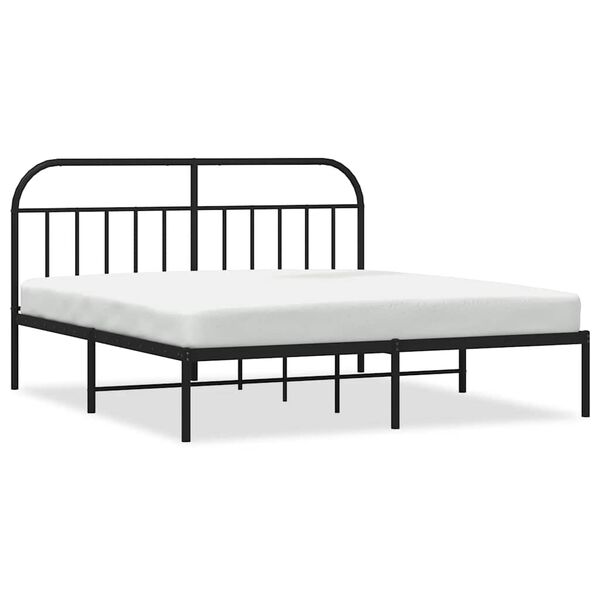 vidaXL Bedframe met hoofdbord metaal zwart 183x213 cm