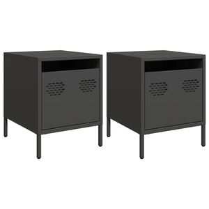 vidaXL Nachtkastjes 2 st 35x39x43,5 cm staal zwart