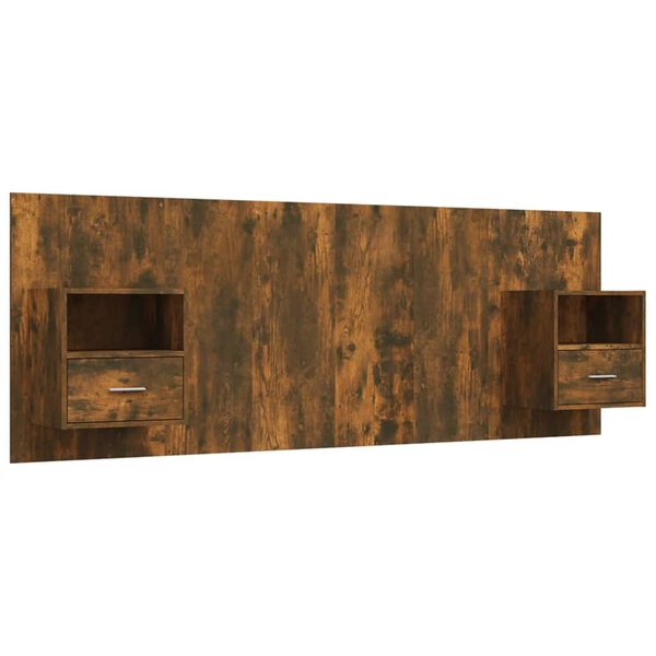 vidaXL Hoofdbord met kastjes bewerkt hout gerookt eikenkleurig