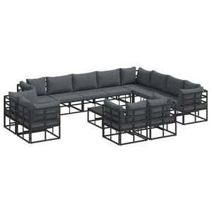 vidaXL Tuinbankenset 13 st Zwart Aluminium