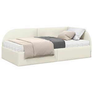 vidaXL Hoekbedframe met Matras 2 st Cr&egrave;me 80 x 200 cm Fluweel