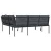 vidaXL Loungeset met kussens staal en textileen zwart