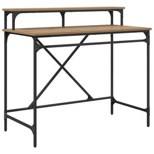 vidaXL Bureau Artisan Eiken 100 x 50 x 90 cm Bewerkt hout