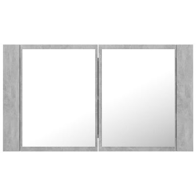 vidaXL Badkamerkast met spiegel en LED 80x12x45 cm acryl betongrijs