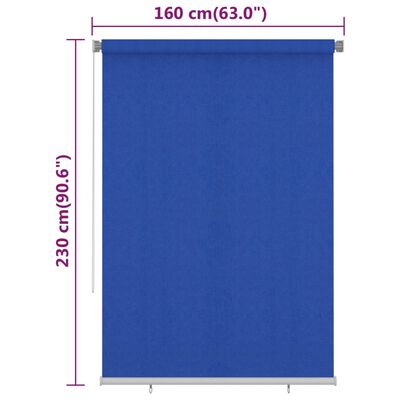 vidaXL Rolgordijn voor buiten 160x230 cm HDPE blauw