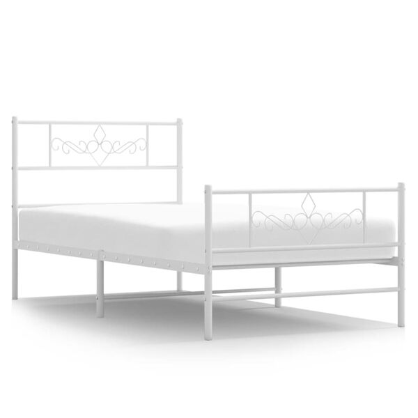 vidaXL Bedframe met hoofd- en voeteneinde metaal wit 90x190 cm