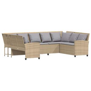 vidaXL Tuinbank met kussens poly rattan beige