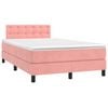 vidaXL Boxspring met matras en LED fluweel roze 120x200 cm