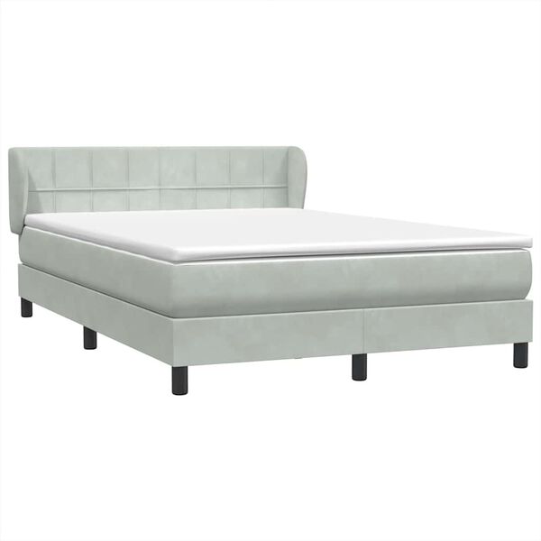 vidaXL Boxspring met matras fluweel lichtgrijs 160x220 cm