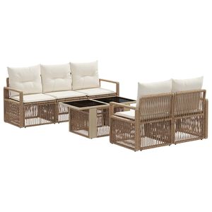 vidaXL Tuinbankenset 6 st Beige en Cr&egrave;me Wit poly rattan