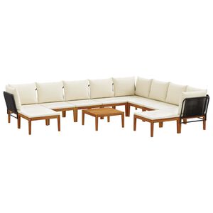 vidaXL 11 st Massief acaciahout & touw Naturel