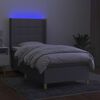 vidaXL Boxspring met matras en LED stof lichtgrijs 90x200 cm