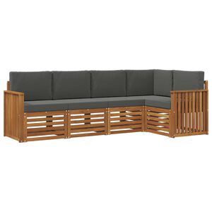 vidaXL Hoekbank Set 5 pcs Natuurlijk en Antraciet Massief Acaciahout