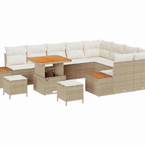 vidaXL Tuinbankenset 12 pcs Beige poly rattan
