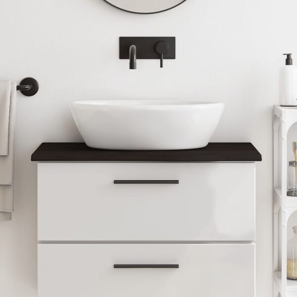 vidaXL Wastafelblad 80x40x2 cm behandeld massief hout donkerbruin