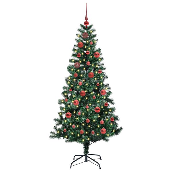 vidaXL Kunstmatig Voorverlicht Kerstboom Groen 150 cm PVC en Metaal
