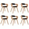 vidaXL Eetkamerstoelen 6 st gebogen hout en kunstleer zwart