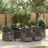 vidaXL Tuin eettafelset 7 pcs Grijs poly rattan