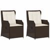 vidaXL Tuinstoelen 2 st verstelbaar met kussens poly rattan bruin