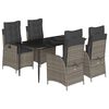 vidaXL 5-delige Tuinset met kussens poly rattan grijs