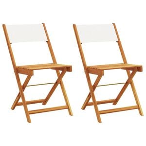 vidaXL Opklapbare stoelen, 2 stuks, cr&egrave;mewit, massief acaciahout en stof.