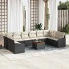 vidaXL Tuin Sofa Set met kussen 11 pcs Zwart Poly riet