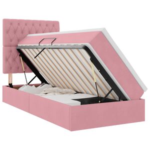 vidaXL Opslag bed met matras met matras Roze 90 x 200 cm Fluweel