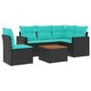 vidaXL 6-delige Loungeset met kussens poly rattan zwart