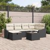 vidaXL Bankstel met kussen 6 pcs poly rattan