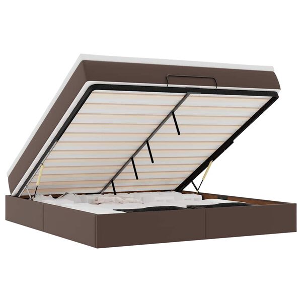 vidaXL Ottoman bed met matras 160x200cm kunstleer bruin