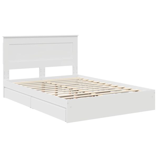 vidaXL Opslag bed met hoofdeinde Wit 140 x 190 cm Bewerkt hout