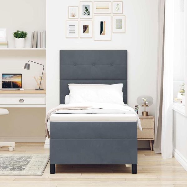 vidaXL Boxspringbed met matras Donkergrijs 80 x 200 cm Stof