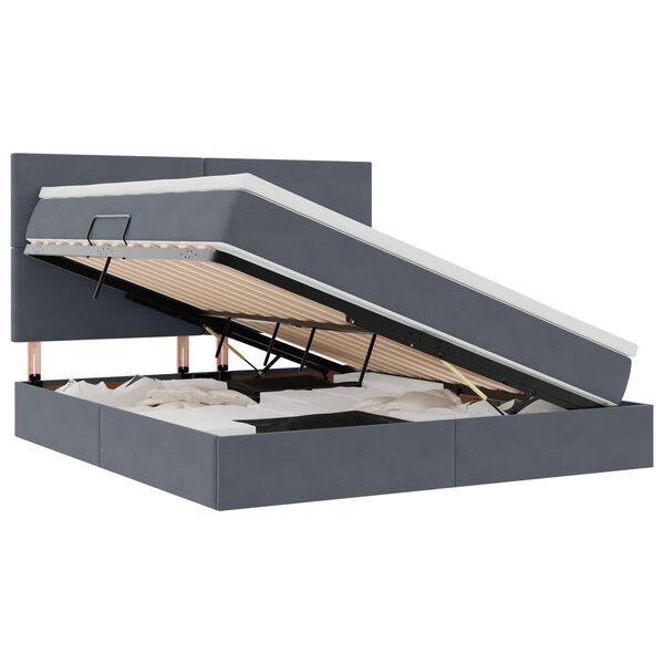 vidaXL Opslag bed met matras Donkergrijs 160 x 200 cm Fluweel
