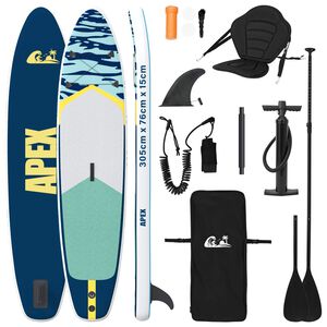 vidaXL SUP Board met zitplaats 2-in-1 APEX 305 x 76 x 15 cm Blauw voor
