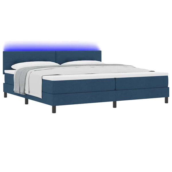 vidaXL Boxspring bed met matras met LED Blauw 200 x 200 cm Stof