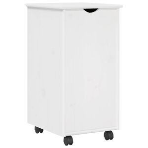 vidaXL Rolling Kast met wiel Wit 34 x 39 x 65,5 cm Massief Vurenhout