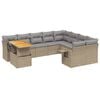 vidaXL 10-delige Loungeset met kussens poly rattan beige