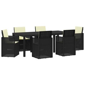 vidaXL Tuin eettafelset met kussen 7 pcs Antraciet- en cr&egrave;mekleurig PP