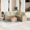 vidaXL 6-delige Loungeset met kussens poly rattan beige